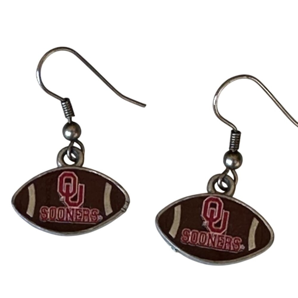 University of Oklahoma OU Sooners Game Day Outfitters Football Dangle Earrings